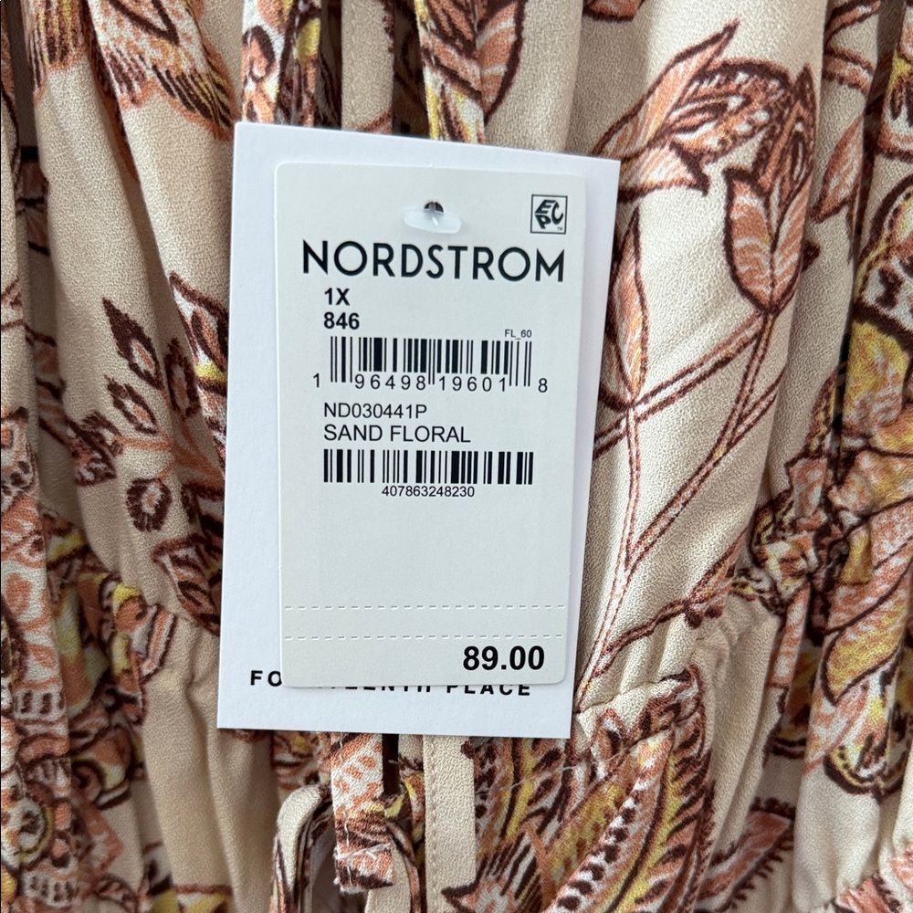 Floral Long Sleeve Dress in Pink and Cream By Fourteenth Place - Picture 3 of 4